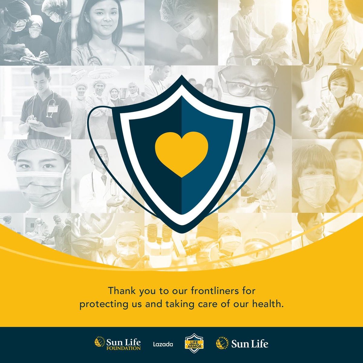 SunLifePH's tweet image. As a token of our deep gratitude, we are giving Life Armor life insurance to over 3,000 #frontlinersph in various medical institutions.

We salute you for shielding us from #COVID19PH and for looking after our health. Each one of you is a #BrighterWorldBuilder. 🌞