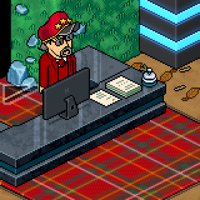 Habbo's tweet photo. Frank with that tartan Welcome Lounge look 😯

#Habbo #Tartan #AlpineHeights #Easter #Spring https://t.co/l9FTM23CwS