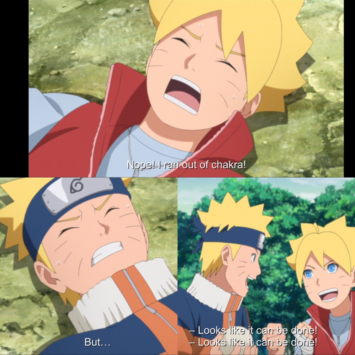 Its is near impossible for boruto and naruto to do. They train like crazy and after a few days,they finally start to figure it out. But they still cant synchroniz completely even after all the training.