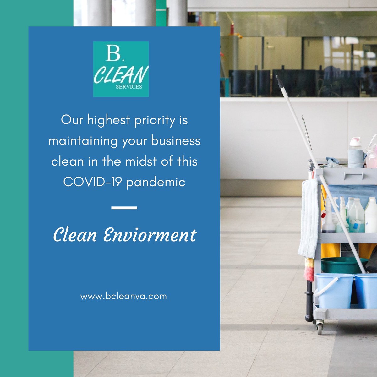 BCleanva's tweet photo. Our highest priority is maintaining your business clean in the midst of this COVID-19 pandemic.

Protect your business against COVID-19. We utilizing EPA approved cleaning solutions for disinfecting and sanitizing. 🧽🧹 #covid19 #cleaning #sanitize #disinfect #officecleaning https://t.co/MEj9wEuJA8