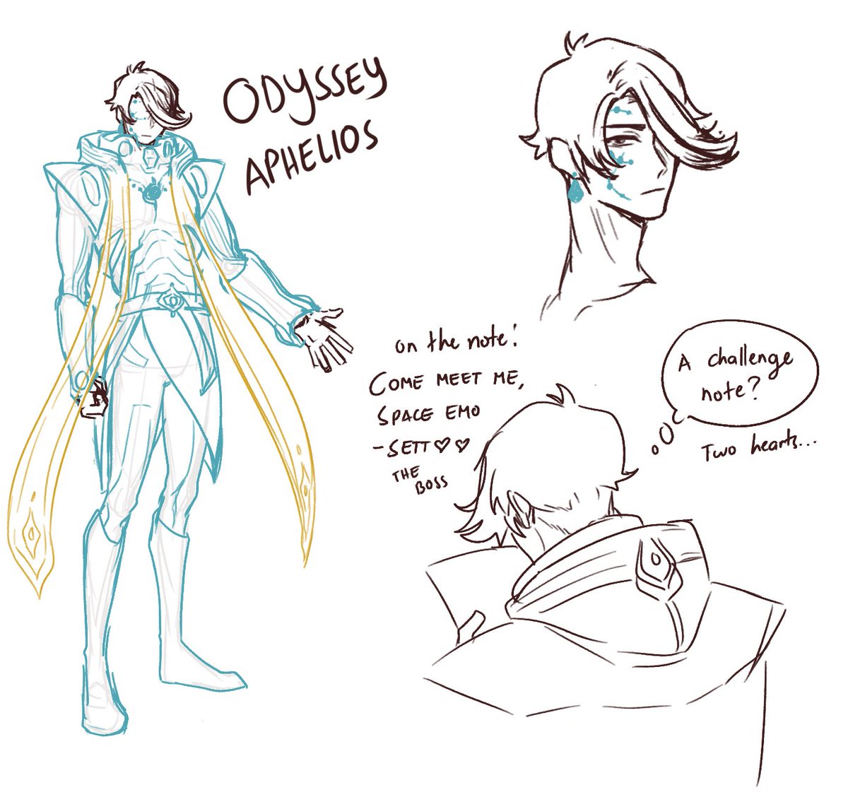 Aphelios just wants to avenge the templars, while Sett wants a boo...and money.
Thank you #Settphel discord for the odyssey talk!