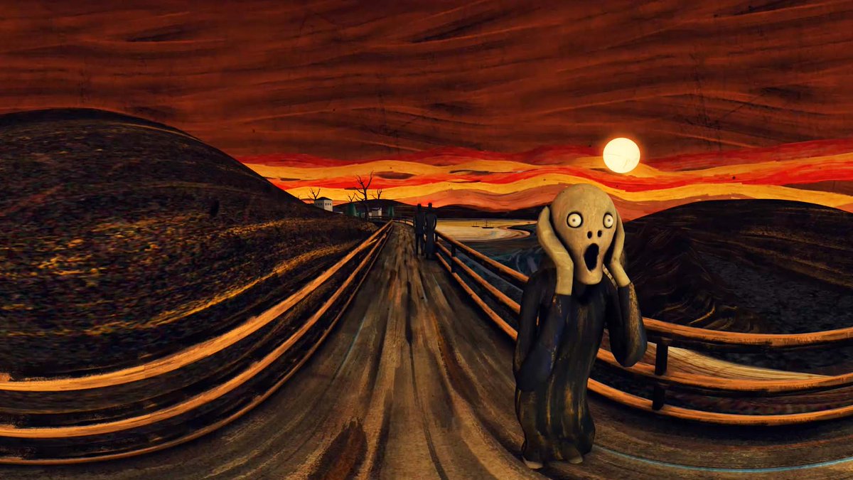 DeervrG's tweet photo. At that time, many masterpieces of art have disappeared in the turmoil, and people have lost their emotions in the indifference of survival. Well you accidentally opened the door to a mysterious old space and woke up the robot guarding the paintings in some way. https://t.co/fWPnbKHrUZ