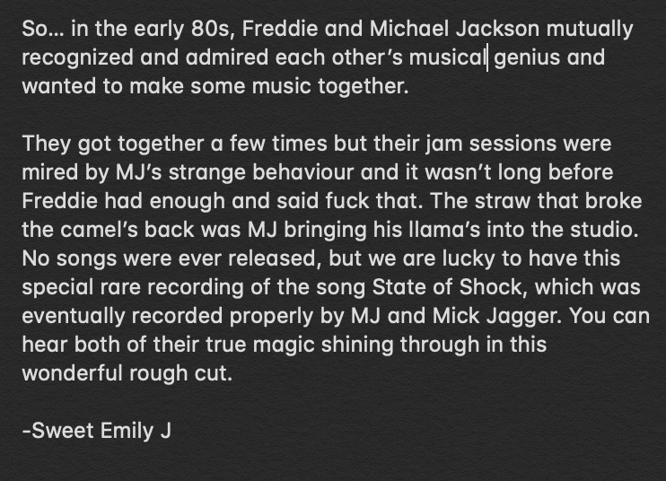 Freddie and Michael Jackson did a thing. Listen:  