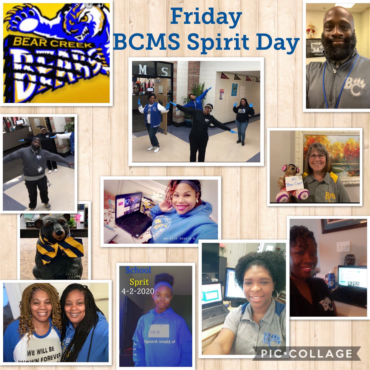 BearCreek_PBIS's tweet photo. Weโve got spirit! How about you?
Itโs the last day of Spirit Week at the Creek! We wanted to show off our BCMS Pride! #LetsGoBears ๐พ ๐พ #PawsForPBIS #StayingConnected #AllBearCreek #FCSrising #BCMSVirtualSpiritWeek ๐๐๐@BearCreekMS https://t.co/WD7NBF3hzT