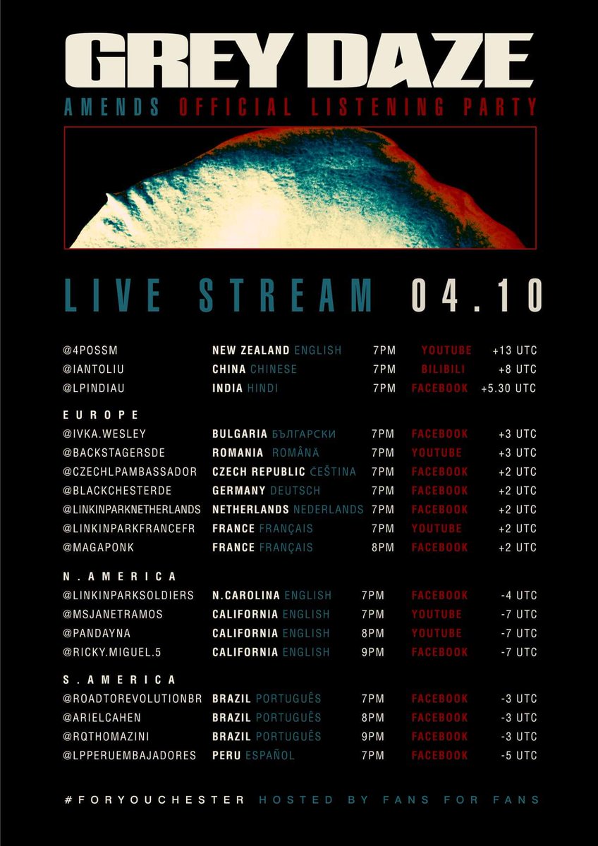 LinkinParkBul's tweet image. 🇧🇬 Онлайн партито по случай излизането на албума на @therealgreydaze #Amends ще се състои на 10.04 в 7 часа вечерта❤️
🇺🇲 The online listening party dedicated to @therealgreydaze &apos;s album #Amends will take place on the 10th of April at 7pm❤️

facebook.com/ivka.wesley
