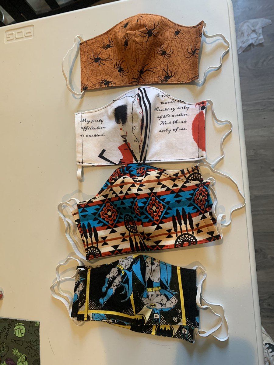 territatorres's tweet photo. @SBCFireChief @SBCOUNTYFIRE @SBCounty #Vision4safety I have made some for family and friends. Looking to #donate masks. I have been playing with different patterns some with elastic, some with cotton straps. Some masks with filter openings; some without #olsonmask #surgicalmask #coronavirus #COVIDー19 #diy #DIYMasks https://t.co/Ah94MzBBsl