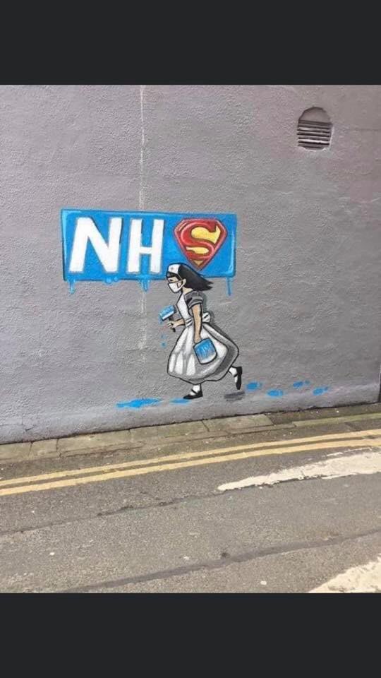 Allegedly this is Banksy’s latest work. Hope it is! #respectthefrontline
#StayHomeSaveLives