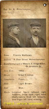 WolvesArchives's tweet image. #ACollection that always generates some interest is the Habitual Drunkard cards, issued to the New Inn, Dudley Road, to ensure they were not served in local pubs. These are the cards of Mary Ann Hughes, John Murphy and Francis Matthews 1903 - 1905. #Archive30