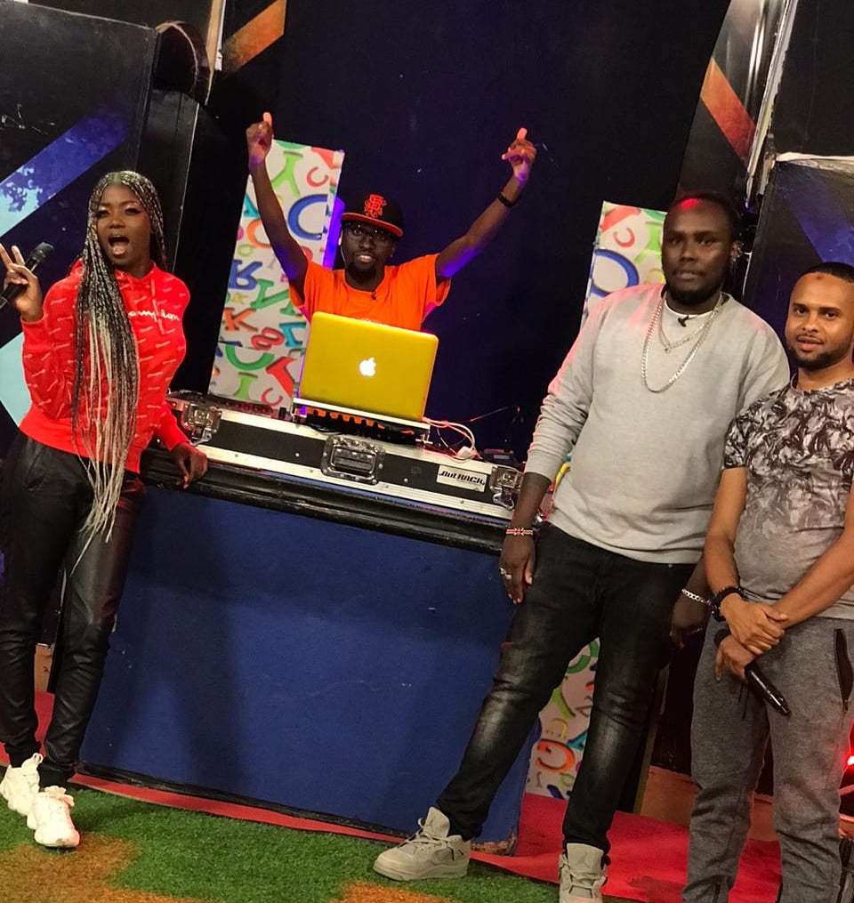 KE_Resident's tweet photo. On air personalities doing their thang. This was pre-recorded for the pleasure of our viewers. Enjooooy #str8mzuqa @jamalgaddafiofficial @epicthedeejay @thespinstar https://t.co/oKYcRuCYoN
