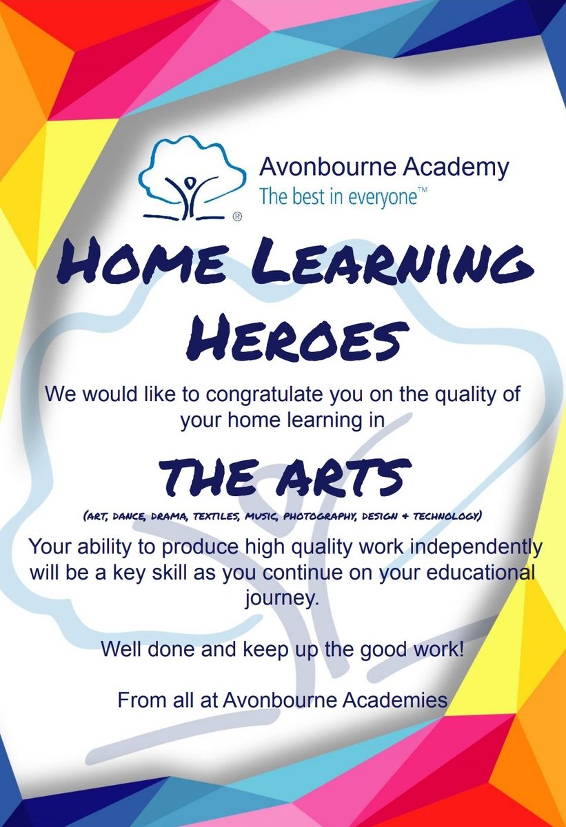 ArtsAVB's tweet photo. Well done to the 156 students that received this recognition yesterday. It's been a pleasure to see the incredible work that's been produced from year 7 to year 13. Looking forward to seeing what you all come up with next term. #avbproud https://t.co/iUNhmsU03R
