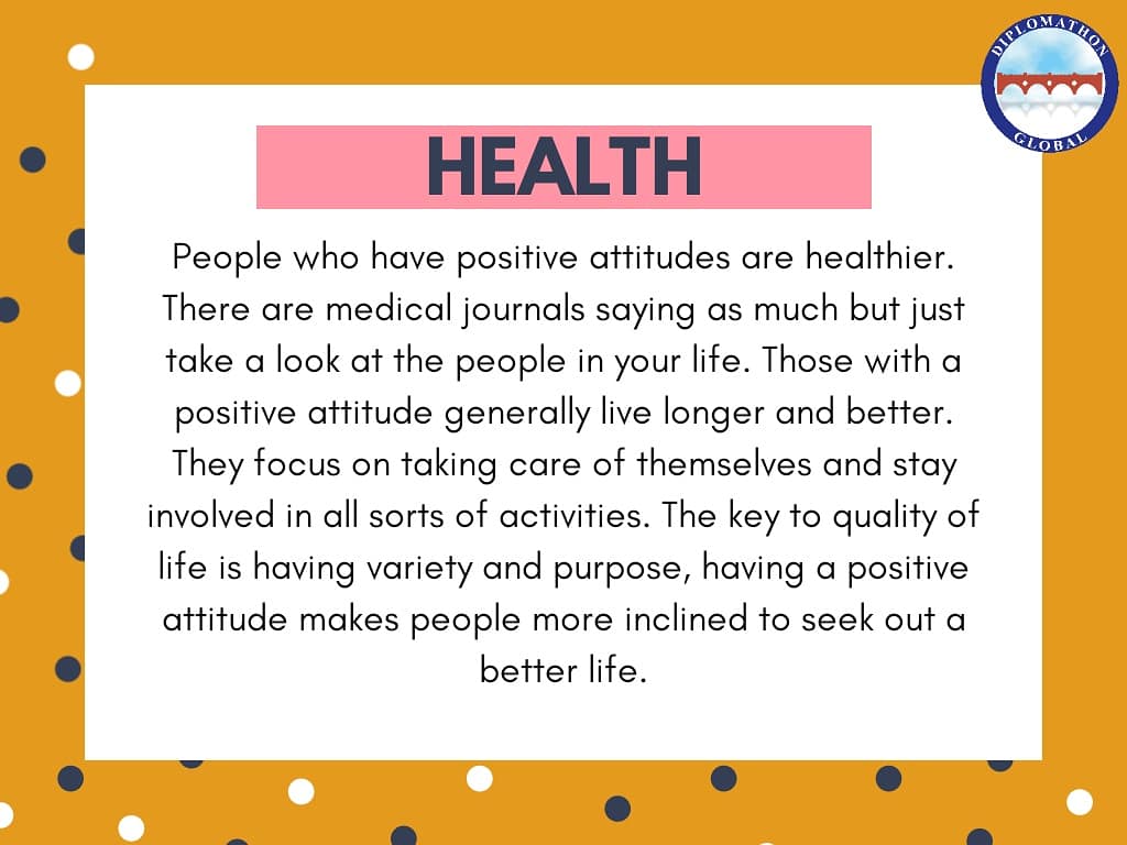 diplomathon's tweet photo. Benefits of #PositiveAttitude :- #PeopleSkills #Health #ActiveMind #Productivity #OvercomingObstacles #DiplomathonGlobal #Diplomathon (2/2) https://t.co/RMFjqdAy9x