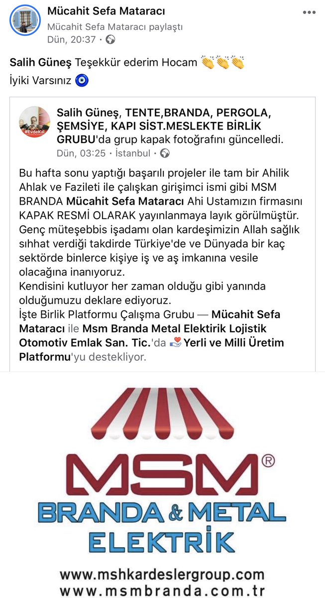 MSefaMATARACI's tweet photo. Teşekkürler Salih GÜNEŞ Hocam ... 
@msmbranda https://t.co/9VFZtYU6ZQ