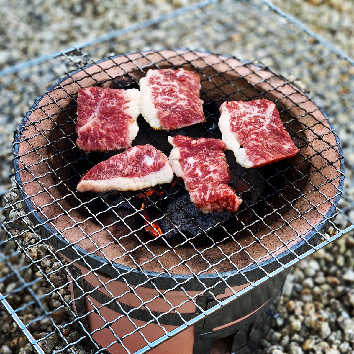 七輪で焼肉