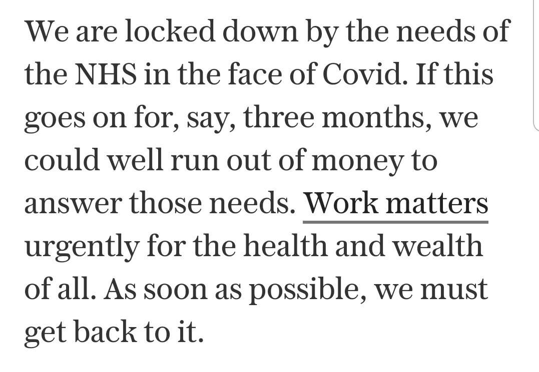 Charles Moore in the Telegraph.  https://www.telegraph.co.uk/news/2020/04/03/inflexibility-lumbering-nhs-country-has-had-shut/