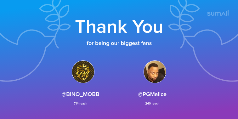 technosophic's tweet photo. Our biggest fans this week: BINO_MOBB, PGMalice. Thank you! via https://t.co/pDtpicKvB9 https://t.co/fMfgT6FE0Q