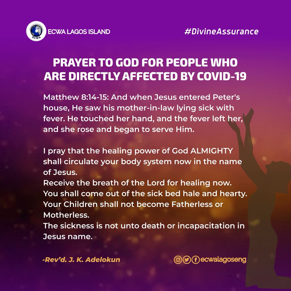 ecwalagoseng's tweet photo. We lift up our hearts and our hands to God in heaven and say: we love and care for those that are directly affected by #Covid19 that it won't take your life.
#ecwa #ecwalagos #ecwatv #ecwacares #Covid19 #StayAtHomeSafeOthers #StaySafe https://t.co/axOOx5mTfl