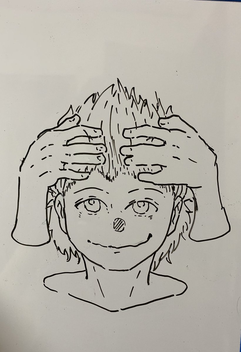 Irie 普段前髪下ろしてるやつが バサってあげると可愛かったりするよね この子は男です イラスト ホワイドボード