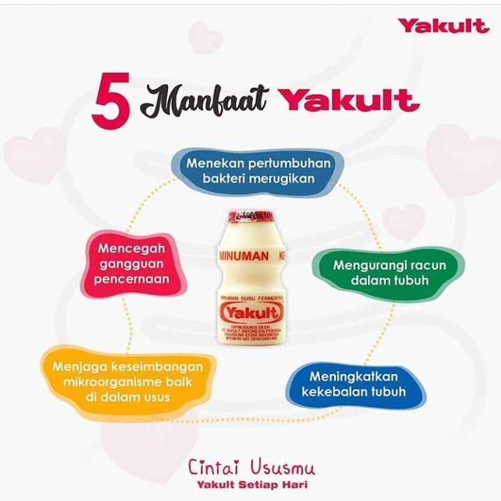Hallo Yakult Family! 
Sekarang sudah tahu kan 5 manfaat Yakult untuk tubuh kita?
Jangan lupa minum Yakult setiap hari 😊 
#yakult
#YakultIndonesia #CintaiUsusmu #YakultSetiapHari #KebaikanYakult #manfaatyakult #bincangsehatyakult