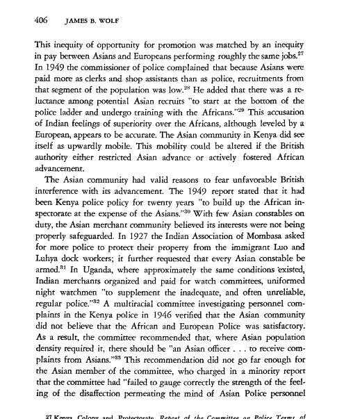 From the 1920’s the colonial government had a policy restricted Indian advancement in the  #KenyaPoliceForce. The Indian recruits "felt superior to Kenyans and refused to start at the bottom of the police ladder and undergo training with Kenyans."