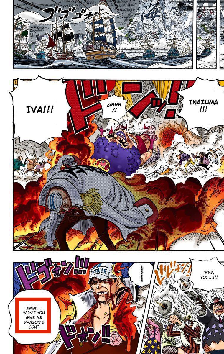 I noticed something interesting, Akainu calls Luffy not by his name, but rather “Dragons son” multiple times throughout the war, as if he knew Dragon personally. Akainu’s unusual animosity towards Luffy, which no other marine has shown during marineford, implies something deeper.