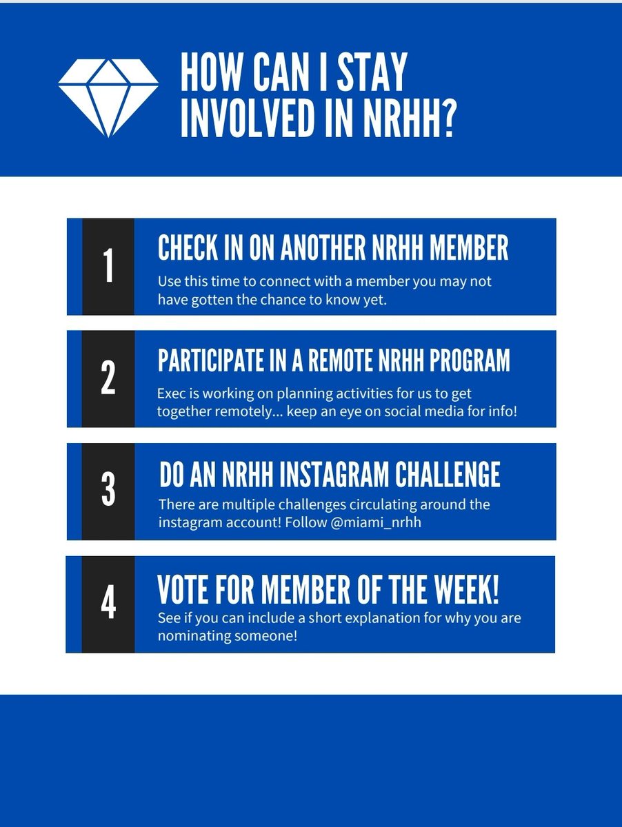 MiamiNRHH's tweet photo. We understand this is a time of unprecedented difficulties for our members that make it difficult to keep up with extracurricular demands. We're committed to adjusting expectations, maintaining a sense of community &amp; normalcy, and helping members stay connected.#DiamondLove #NRHH https://t.co/4qtrxQLpII