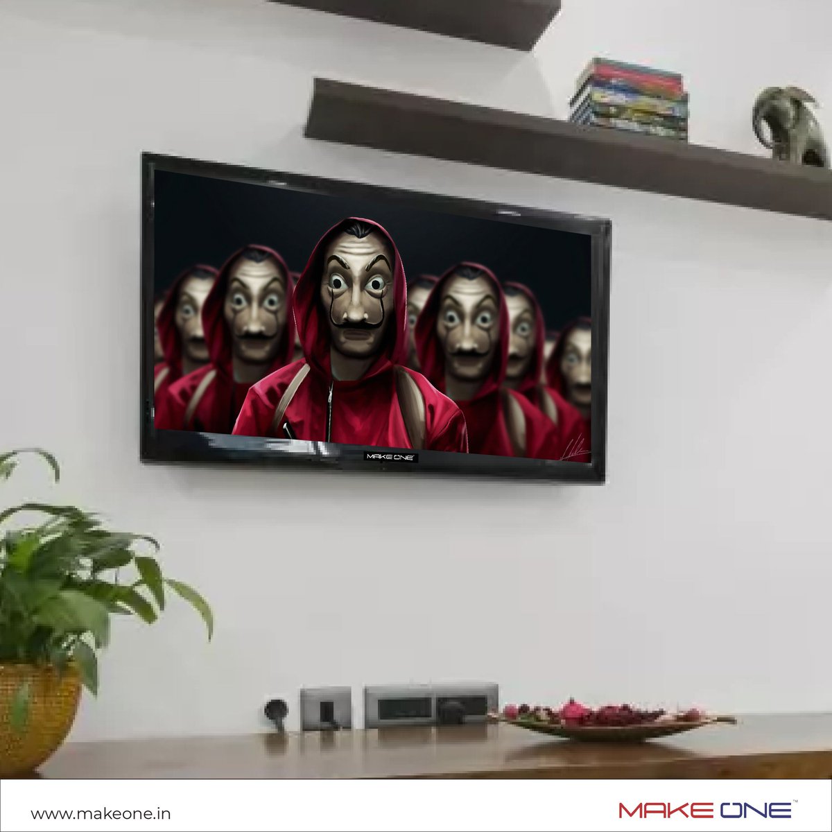 MakeOne_in's tweet image. #Moneyheistseason4 is live now you can watch the season with your family only with #MakeOne 65 inch Smart LED TV MKO-TS65SM4K8220. #StayHome