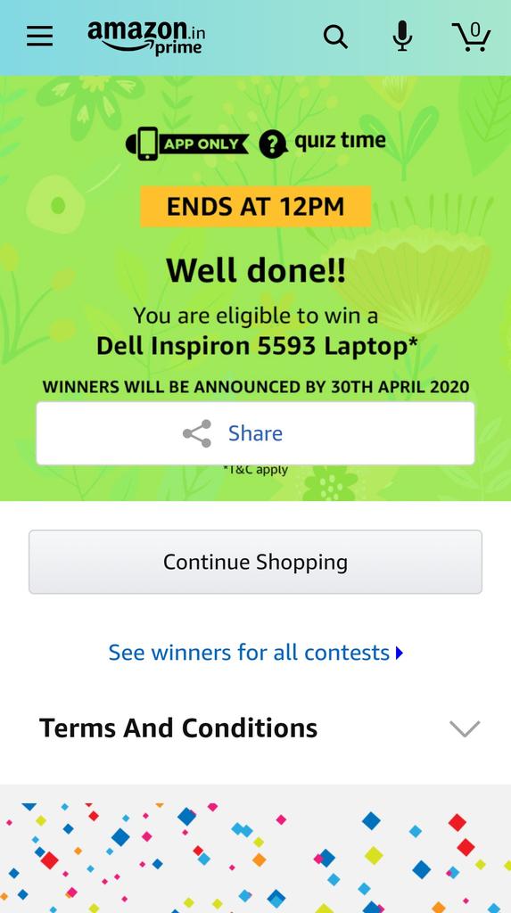 I played this interesting quiz on Amazon - Try your luck for a chance to win exciting rewards
amazon.in/game/share/gVU… @amazonIN @AmazonHelp @RealBotSpotter @amazon