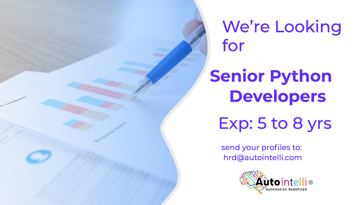 autointelli's tweet photo. We have an excellent opportunity for you!
#Autointelli is looking for #SeniorPythonDevelopers with 5 to 8 years of experience for our #Chennai office. Send your profiles to hrd@autointelli.com.
Apply here: https://t.co/eXvXhxVGi7
#AutointelliCareers  #AIOps #Automation #AI #ML https://t.co/oYEBjPszqq