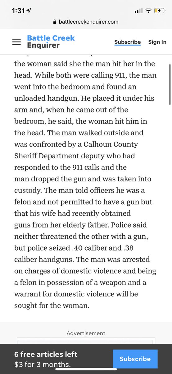 doublerj_'s tweet photo. is there anything more ~battle creek~ than this article titled “cheesecake &amp; guns” where a husband and wife threaten to shoot each other bc he brought home a cheesecake &amp; she threw it away bc of coronavirus https://t.co/c2Ga6wFHPg