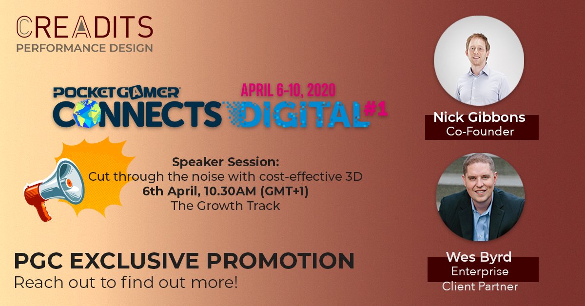 Back for another round with <a href="/pgbiz/">PocketGamer.biz</a>, this time it's digital! Stay tuned to our speaker session happening on the first day at 10:30am (GMT+1). Once again, please reach out if you'd like to chat about creatives for gaming. #pgc #pgcdigital
