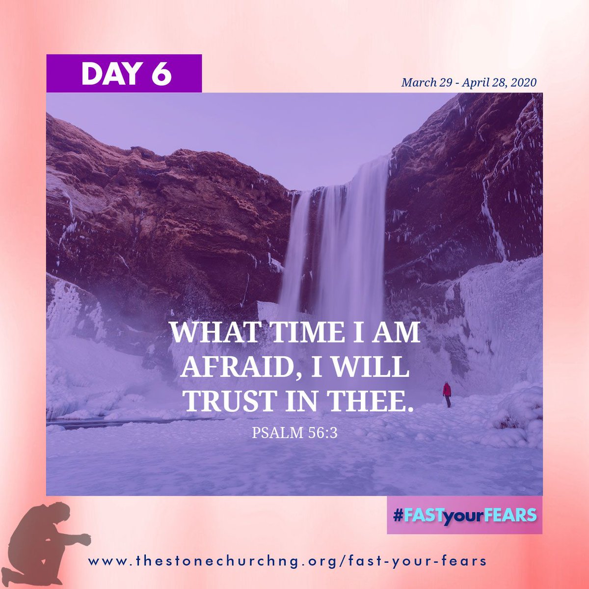 thestoneng's tweet photo. #FastYourFears30DaysChallenge Day 6
You Lord are my shield and my rock, I will not fear. Though the enemy comes against me like a raging storm and my heart is overwhelmed, I will still not fear because You alone are my hiding place
More here https://t.co/J6uHklJPfO
#FastYourFears https://t.co/b1j4yg0KIK