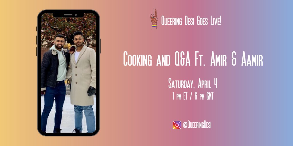 Join us right now on Instagram with Amir &amp; Aamir for some cooking and Q&amp;A!
instagram.com/queeringdesi
