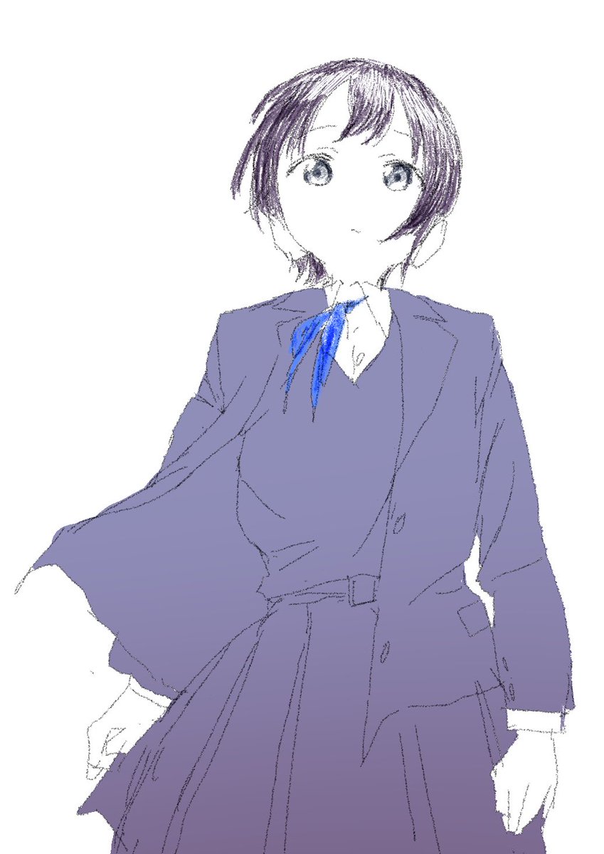 1girl solo short hair school uniform skirt simple background jacket  illustration images