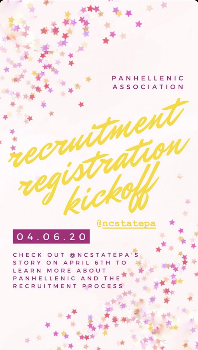 check out <a href="/NCStatePA/">NC State Panhellenic</a> ‘s instagram story on April 6 to learn more about panhellenic and the recruitment process✨