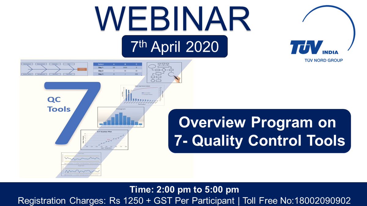 tuvnordindia's tweet image. We are pleased to announce Webinar on Overview Program on 7-Quality Control Tools. 
linkedin.com/feed/update/ur…
#onlinetraining #7QCTools #Qualitycontroltools #CheckSheet #Histogram #ParetoChart #CauseandEffectDiagram #ControlCharts #ScatterDiagrams #Stratification #BrainStorming