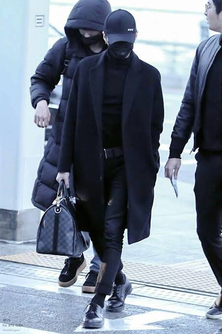 yoongi in a long black coat