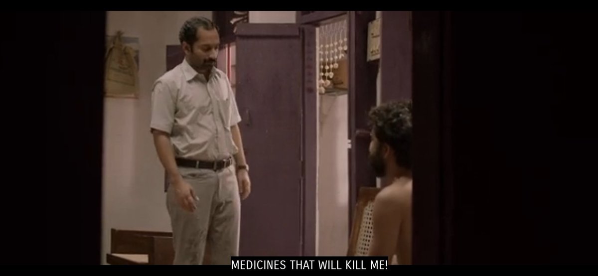 First Fahadh asks Sreenath Bhasi to take pills where he says, those pills will kill him. Bt aftr his death, Fahadh himself takes those pills. So that, slowly he will also have a suicidal mind.  #Trance