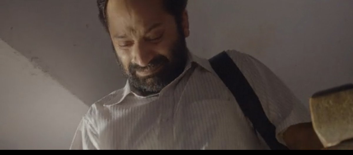 1st pic : Fahadh (as Viju) is crying when he is leaving that house. 2nd pic : Fahadh (as Joshua) is crying when he has revisited his house. In the first, he was descending. In the second, he was ascending. Those differences.  #Trance