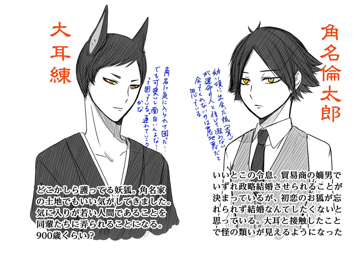 志槻 黎 原稿 Hq 稲荷崎 妖狐パロまとめ 私の初恋の瞬間 腐向け 流血 年齢操作 パロ 珍しく獣耳が描きたくなり さらにふだん絶対描かないからか楽しくなった結果 一冊書けそうなほどのものが脳内にできました 小説になりますがそのうち