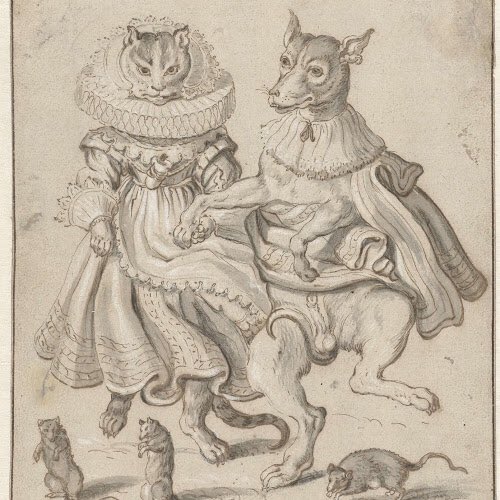Dancing cat and dog[Adriaen Pietersz van de Venne, c. 1620 - c. 1660]