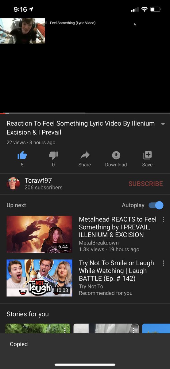 Tcrawf__97's tweet photo. https://t.co/7KAI1aSpv4 my newest video just dropped like 9 hours ago and it’s doing so well right now. If you see this can you please spare a few minutes and check it out leave a like and consider subscribing? 🥺🥰❤️💪 #IPrevail #illenium #excision #feelsomething #smallyoutuber https://t.co/AcALWS2Sjv