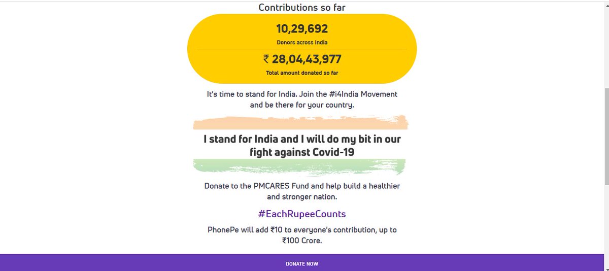 Join the #i4India Movement & be there for your country. Donate to the #PMCARESFund on #PhonePe & show your support proudly on your profile pic. When we stand together for India, no fight is too big, no act is too small.#EachRupeeCounts,We add Rs:10 for every Donation You make.