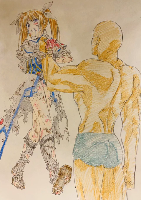 リクエストよりリリカルなのはstrikersより高町なのはちゃんのリョナです。胸ぐらを掴まれてもがいている様子です 