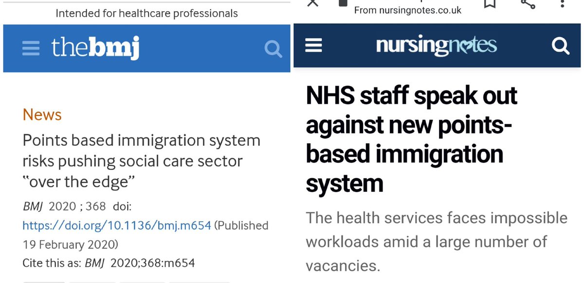 Do you remember the last big story before Coronavirus took over?The NHS was saying the government's immigration plans had done nothing to reassure EU medical staff (statistically improve UK doctor-patient ratio).Brexit has been harming our NHS since 2016 https://www.health.org.uk/news-and-comment/news/new-immigration-system-will-make-social-care-crisis-even-worse