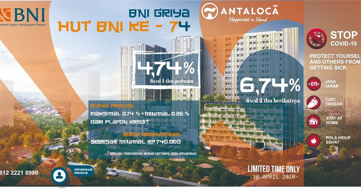 AntalocaBandung's tweet photo. promo KPA dari perayaan ulangtahun bank BNI, info lebih lanjut pemasaran apartemen antaloca : 081394831206 https://t.co/kD4w2BUGWw