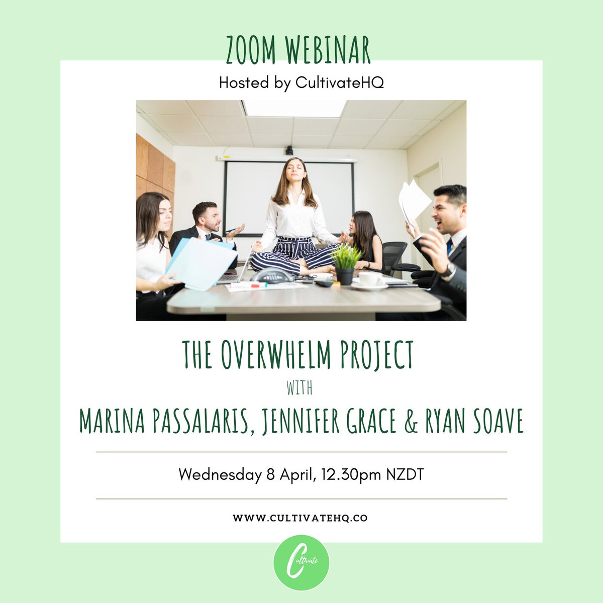 CultivateNZ's tweet photo. We have partnered with @BeautifulMindsz to bring you
The Overwhelm Project Master Class, Wed 8 Apr, 12.30pm NZDT.
Register here in advance (FREE):
https://t.co/QI8624vPrY
#mentalhealth #beautifulmindsau #COVID19nz #NZHR  #theoverwhelmproject #wfh #lockdown https://t.co/jeOPozmuav