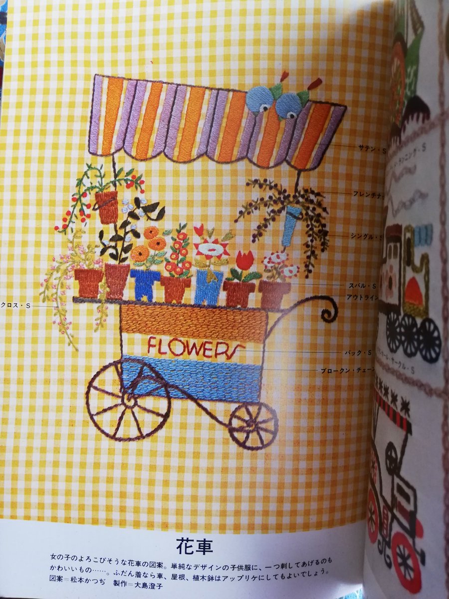 春雨 昭和39年発行の刺繍の本に載ってた松本かつぢの図案