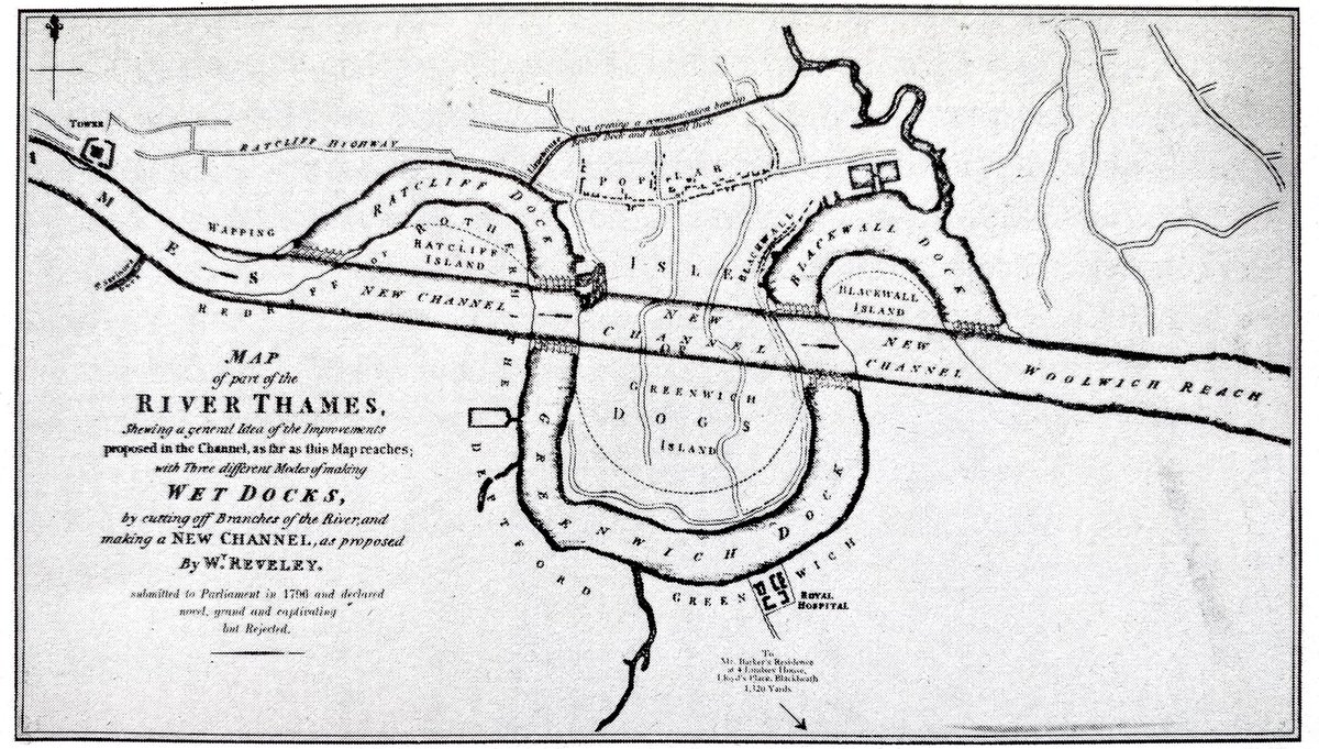 In 1796, Willey Reveley proposed to straighten out London's River Thames. The meanders would have become docks, and crucially, sailing times would be reduced. But a parliamentary committee ruled against it, apparently solely because it was “too difficult an engineering feat.”