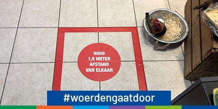 Is het jullie al opgevallen dat de winkeliers zo ontzettend hun best doen om zich aan de maatregelen te houden? Super fijn! Want zo kan iedereen veilig boodschappen blijven doen. #woerdengaatdoor