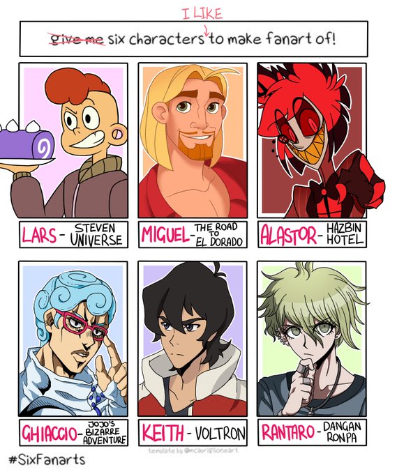 #SixFanarts 
I cant debate whether i like not having my own art style or not😅 